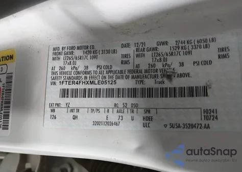 2021 Ford Ranger Xl from USA, damaged, VIN 1FTER4FHXMLE05125